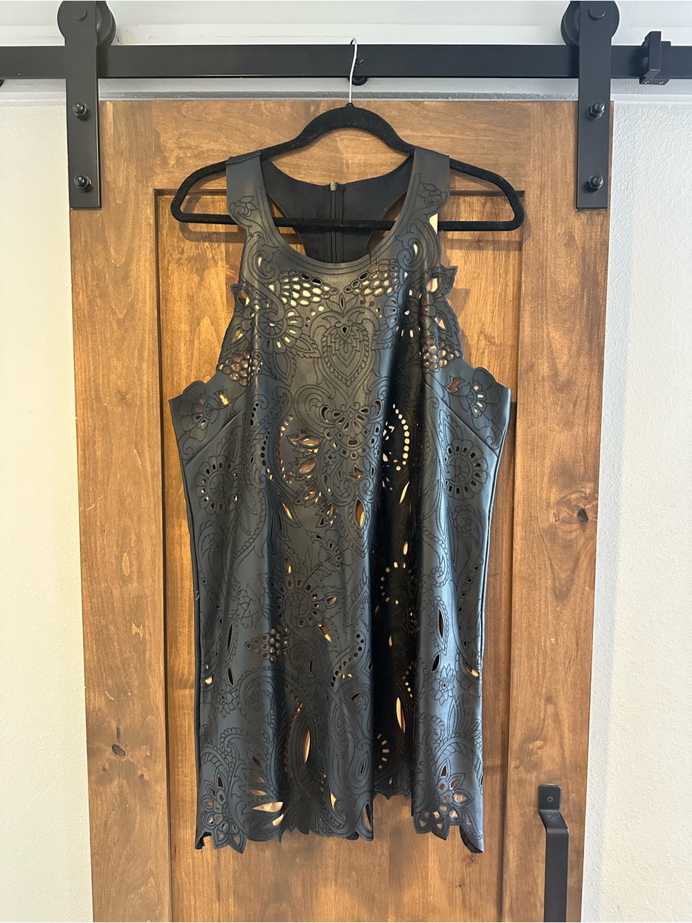 Anthropologie Black Laser-Cut Sleeveless Mini Dress